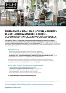 Olosuhdeohjattu siivouspalvelu hyvinvointipalveluihin