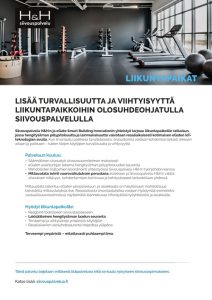 Olosuhdeohjattu siivouspalvelu liikuntapaikkoihin