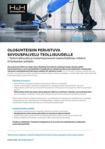 Olosuhdeohjattu siivouspalvelu teollisuuteen